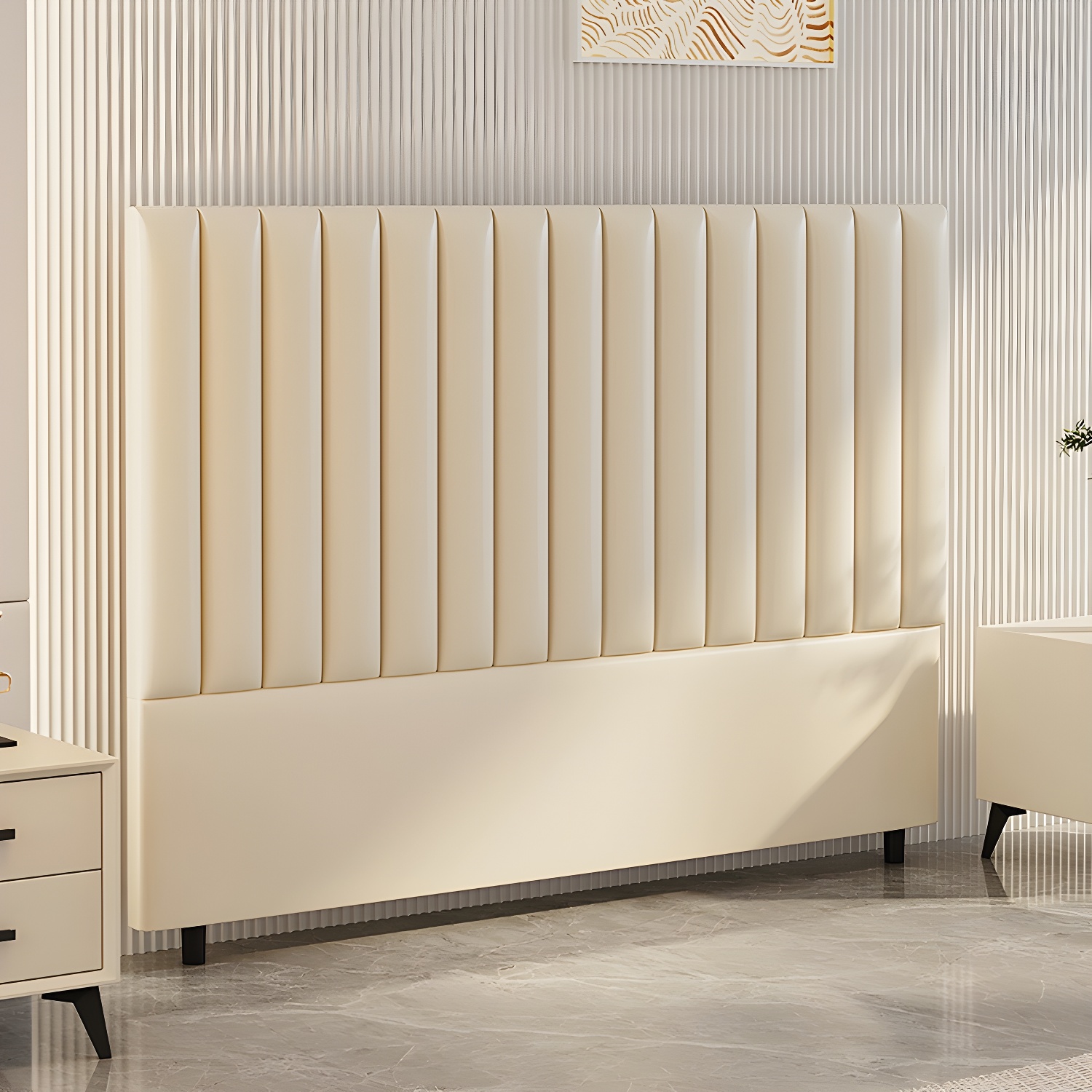 Pine Solid Wood Bed Headboard Freestanding Modern Leather Panel - image 5