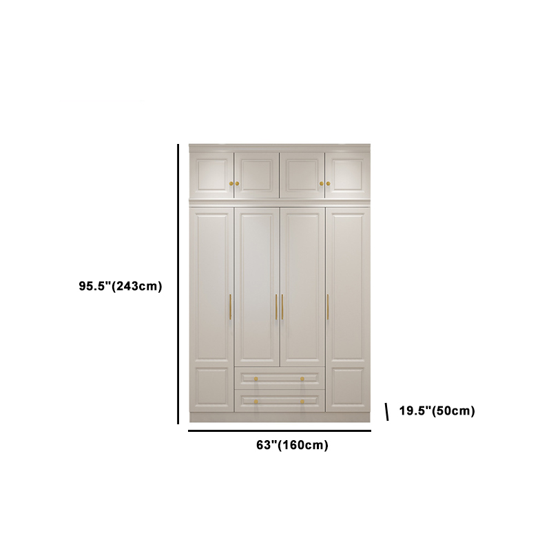 Art Deco Chalk Manufactured Wood Free Standing Interior Shelves Wardrobe with Soft Close Drawer and Hanging Rod - image 19