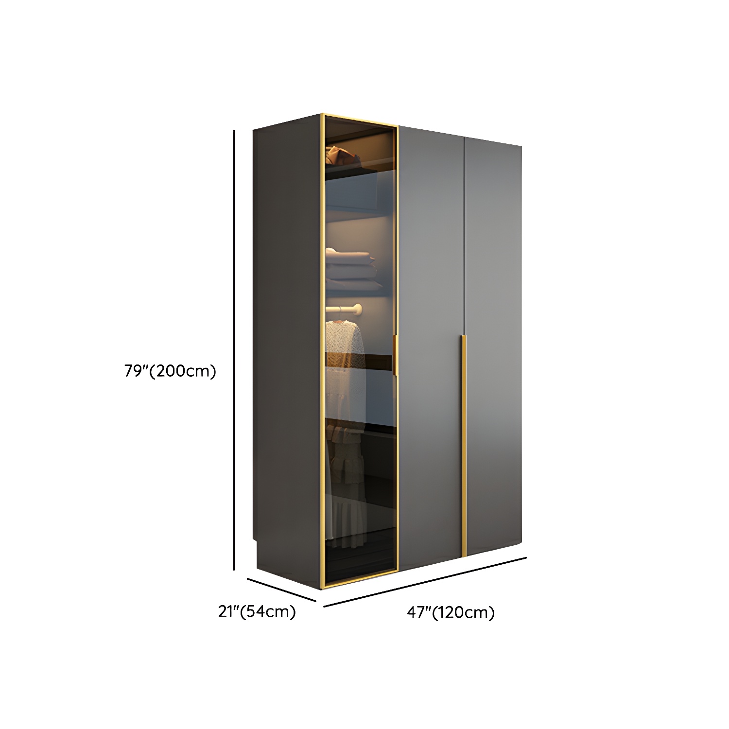 Modern Grey Wood Wardrobe Armoire with Drawers & Adjustable Shelves - image 11