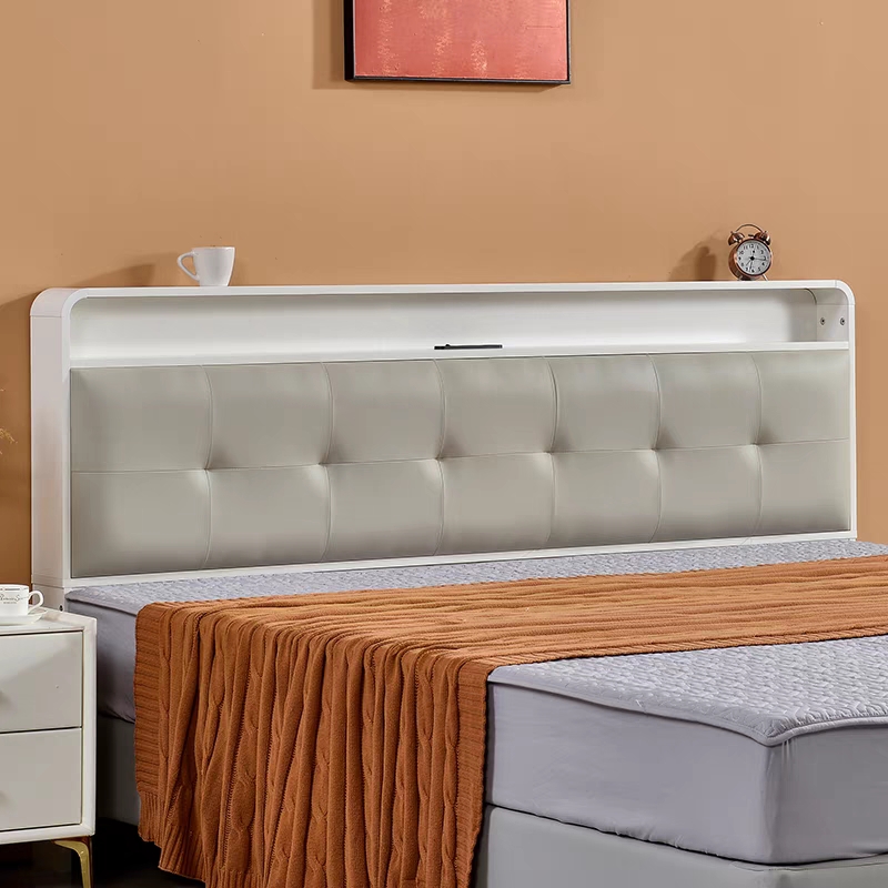 Simplistic Panel Headboard with Shelves, Rectangular Shape for Twin/Full/Twin XL Bed, Featuring Sponge Upholstery, Illumination Light, and Standard Height - image 7