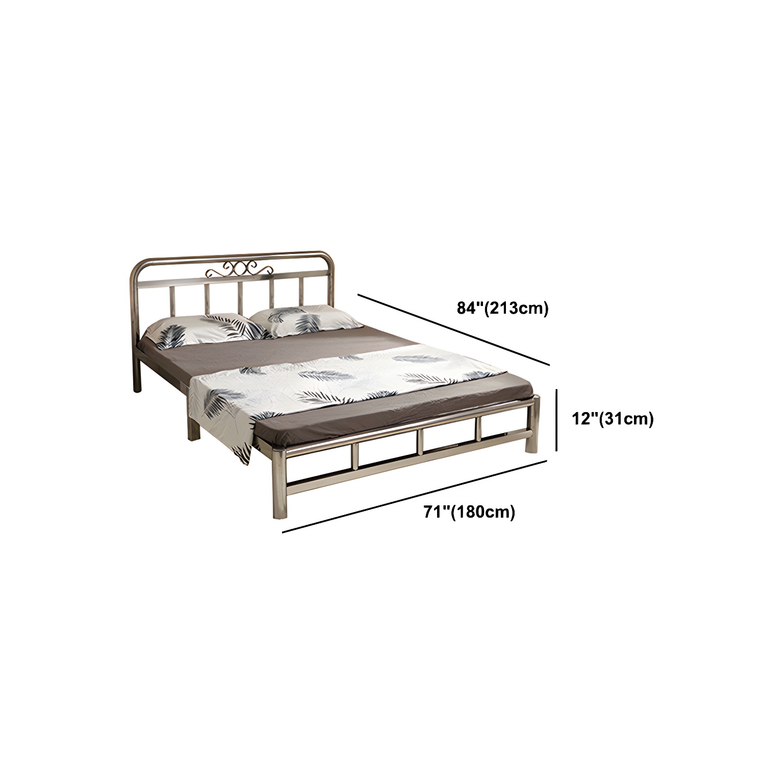 Silver Modern Steel Bed Rectangular Minimalist Bed with Metal Legs - image 15