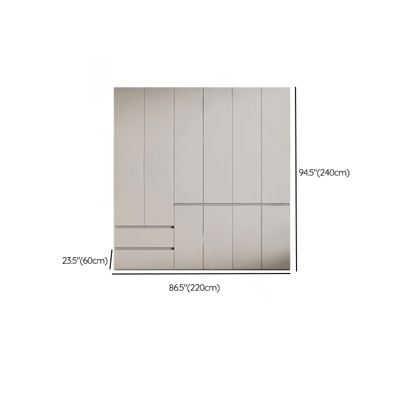 Cream Trendy Reclaimed Wood Wardrobe Armoire with Soft Close Drawer, Soft Close Door, Interior Shelves, and Clothing Rod - image 64