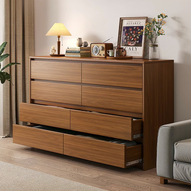 Elegant Brown Wood Double Dresser with Drawers, Modern Style - image 10