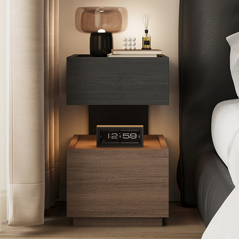 Modish Nightstand With Drawer Organization Featuring 2 Drawers, 1 Shelf, and Lumber Countertop - image 8
