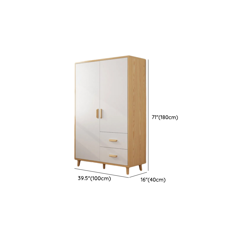 Natural Finish Self-supporting 2-Drawer Wardrobe in Solid and Manufactured Wood - image 11