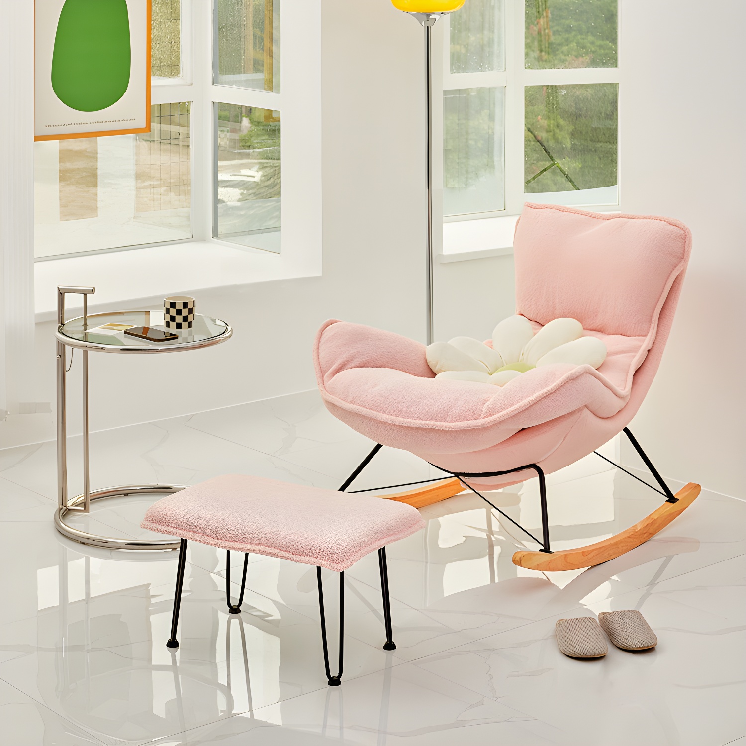 Modern Leather Rocking Chair Removable Cushions Rocker Chair for Drawing Room - image 17