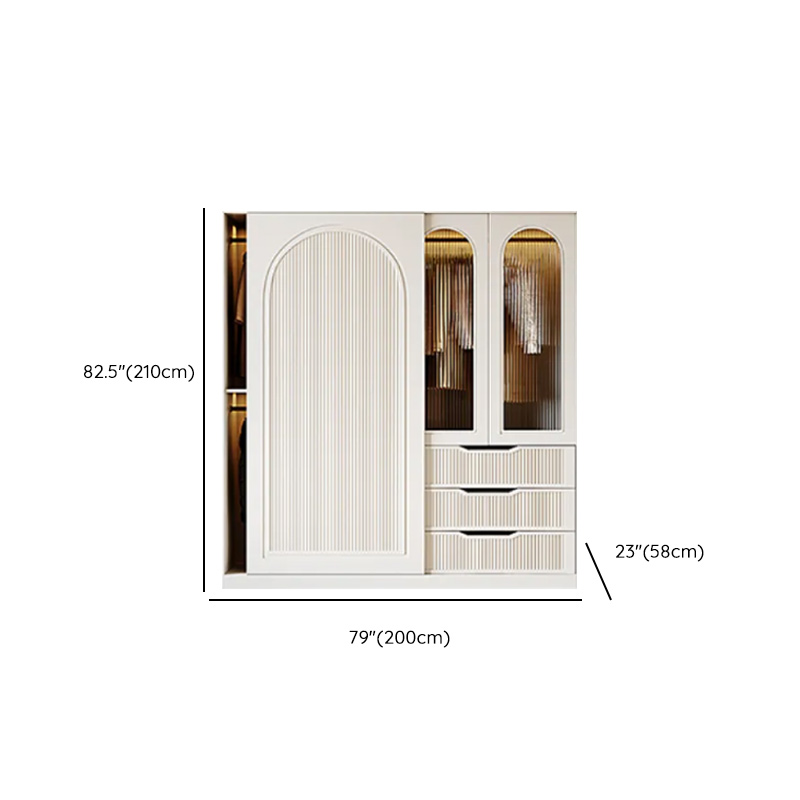 Chalk Composite Wood Cabinet Armoire with Soft Close Drawer, Specular Mirror, Soft Close Door, Interior Shelves, and Clothing Rod - image 12