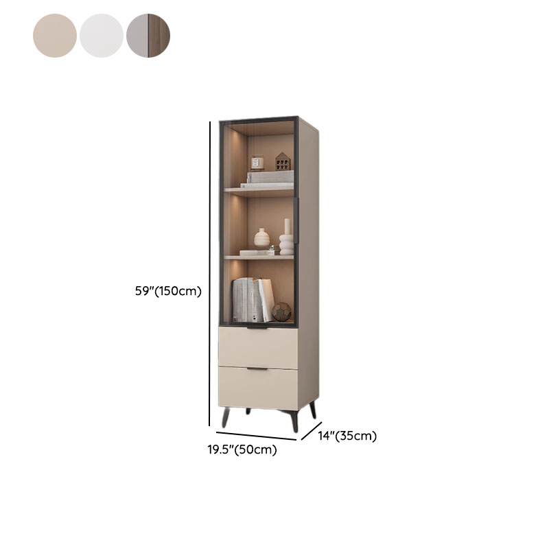 Brown Manufactured Wood Utility Storage Cabinet with Storage Cabinet, Glass Door, Cabinet Bars, Soft Close Drawer and Light - image 25