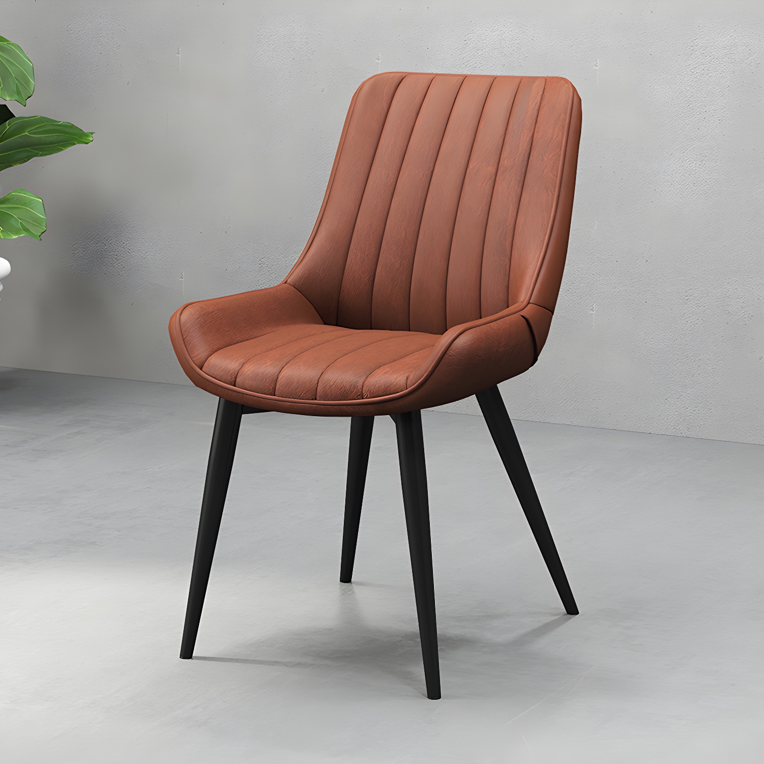 Metal Frame Dining Side Chair Faux Leather Upholstered Side Chair - image 9