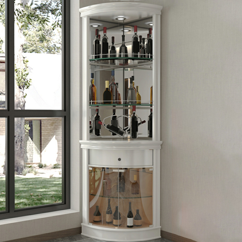 Circular Corner Glass Accent Cabinet with Clear Glass Doors and 3 Shelves - image 3