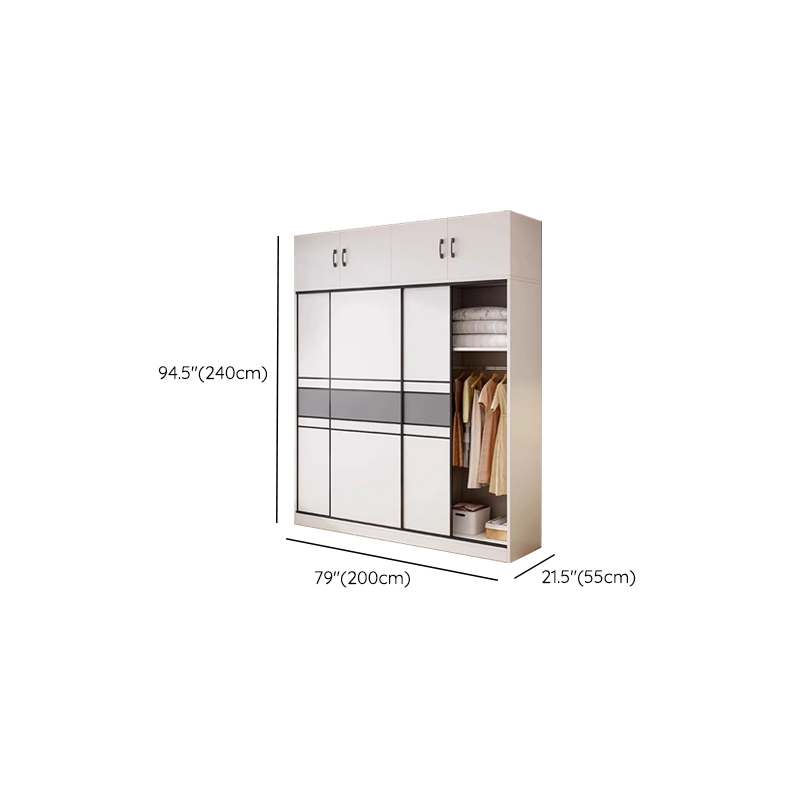 White Minimalist Manufactured Wood Independent Wardrobe Closet with Soft Close Door, Interior Shelves, and Clothing Rod - image 16