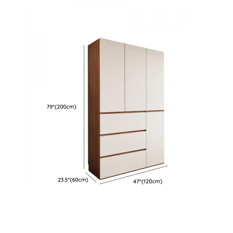 White Minimalist Manufactured Wood Independent Wardrobe Closet with Soft Close Drawer, Soft Close Door, and Interior Shelves - image 6