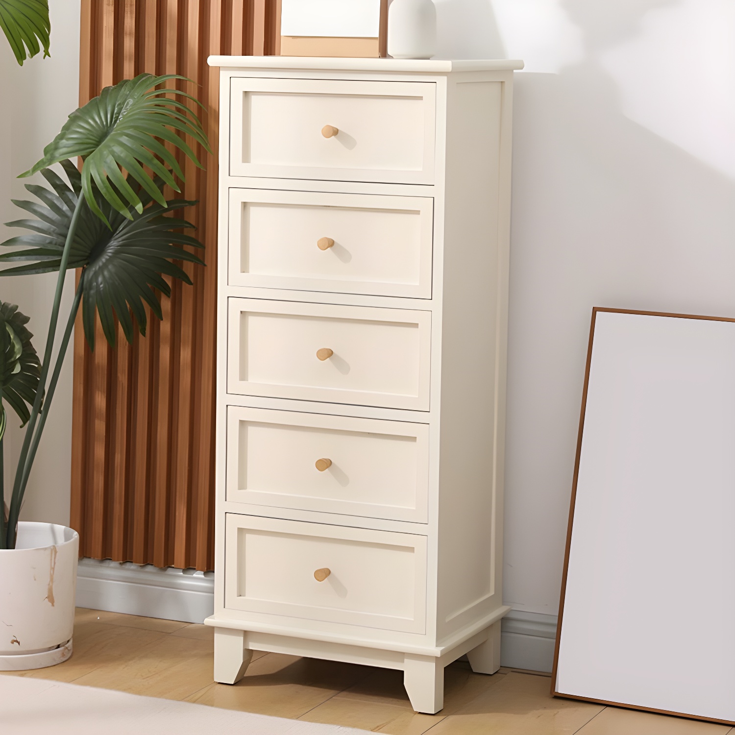 Scandinavian Wood Accent Chest with Drawers - Small Sized Rectangle Cabinet for Storage