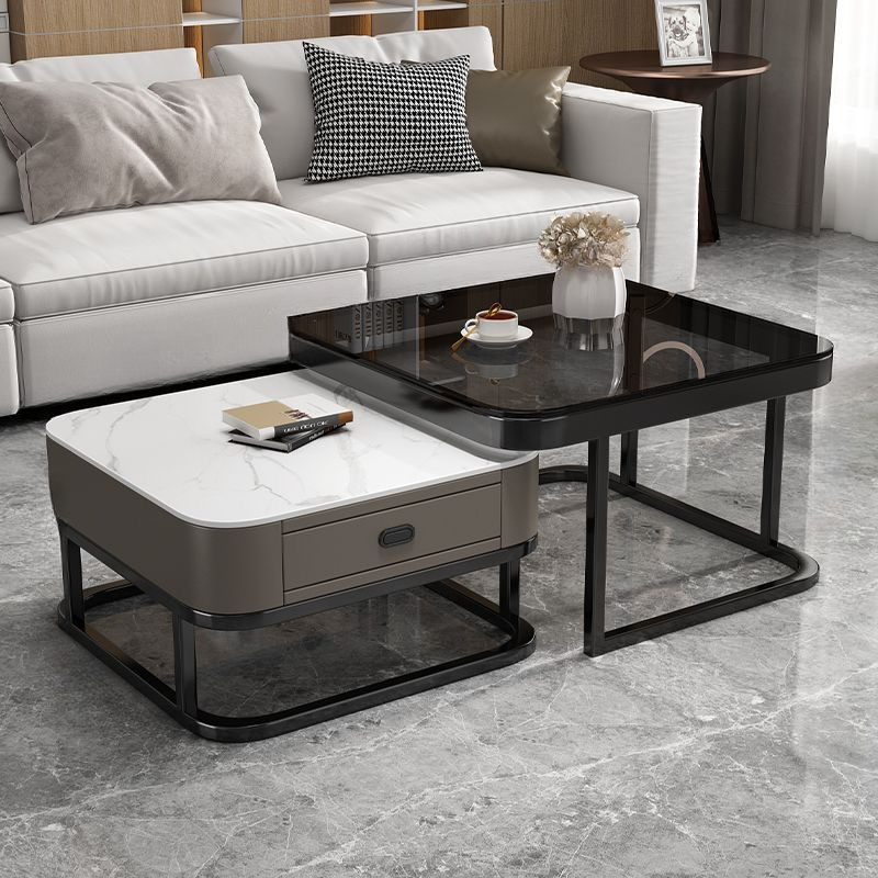 Foyer Use Glam Style Square Structure Double Nesting Coffee Table