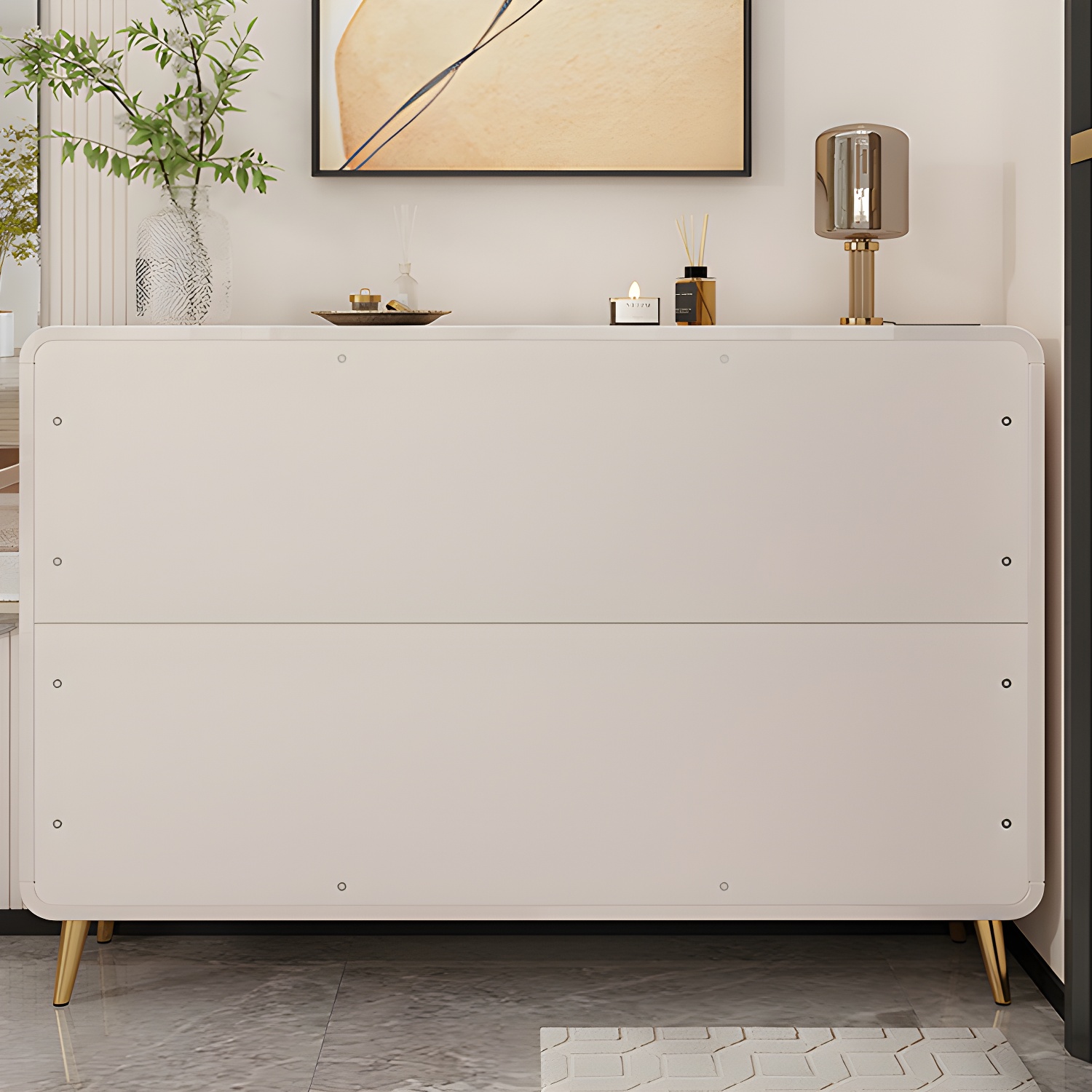 White Glam Sideboard Credenza with Adjustable Shelving and 3 Drawers - image 10
