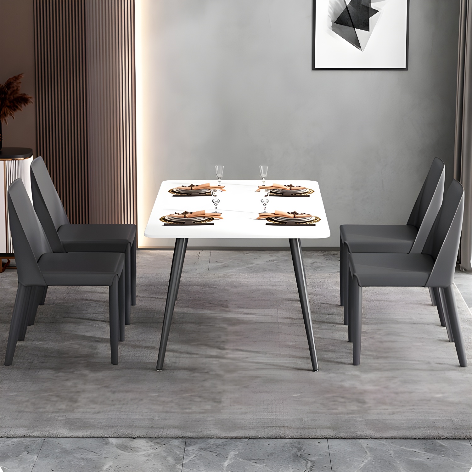 Modern Leather Dining Chair Parsons Furniture with Steel Legs in Matte Finish for Home - image 24