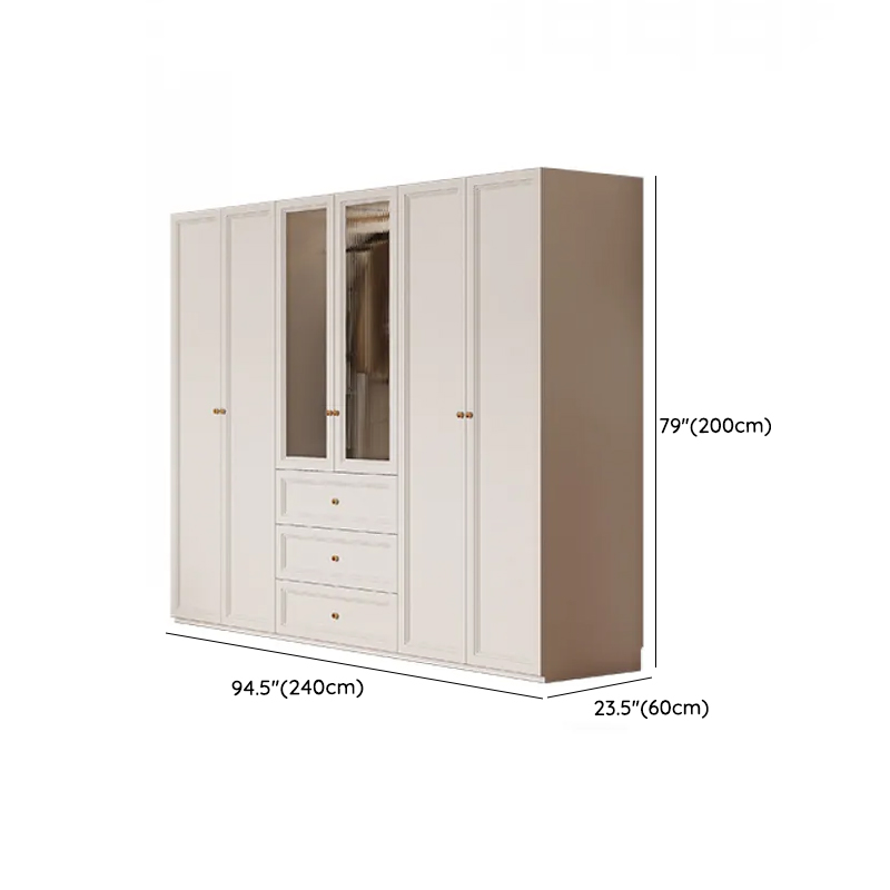 White Minimalist Manufactured Wood Wardrobe Closet with Soft Close Drawer, Interior Shelves, and Clothing Rod - image 9