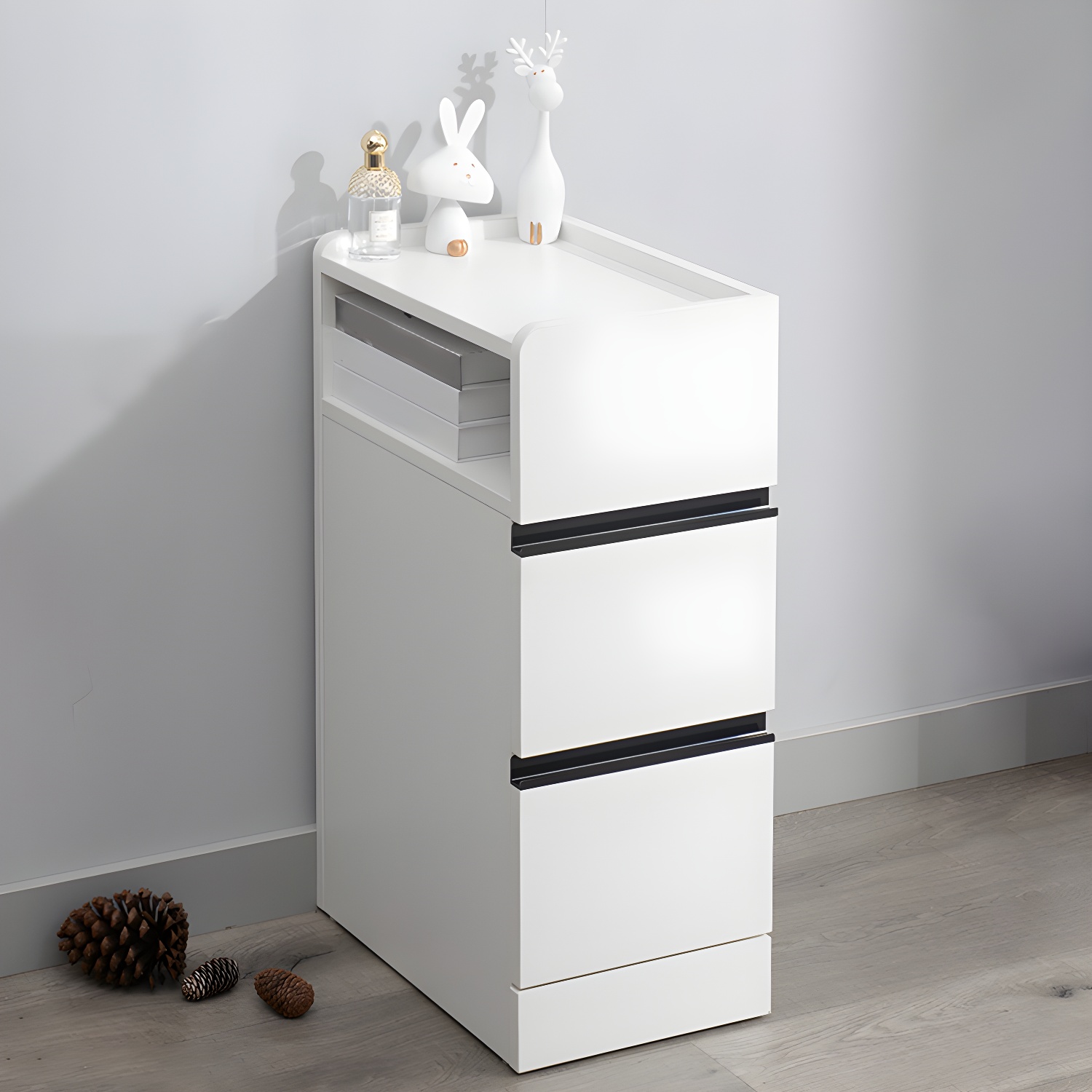 Scandinavian Accent Table Nightstand 25.5" Tall with 2 Drawers - image 8