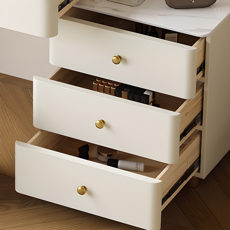 Glamorous Flooring Push-Pull 2-in-1 Stone Top Makeup Vanity for Sleeping Room with Tabletop Storage - image 4
