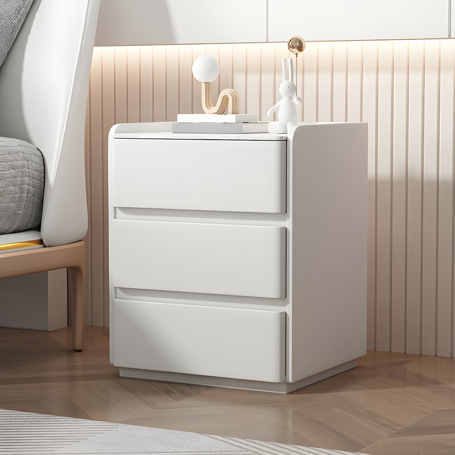 Modern Three Drawers Table Nightstand with Slate Countertop for Bedroom - image 8