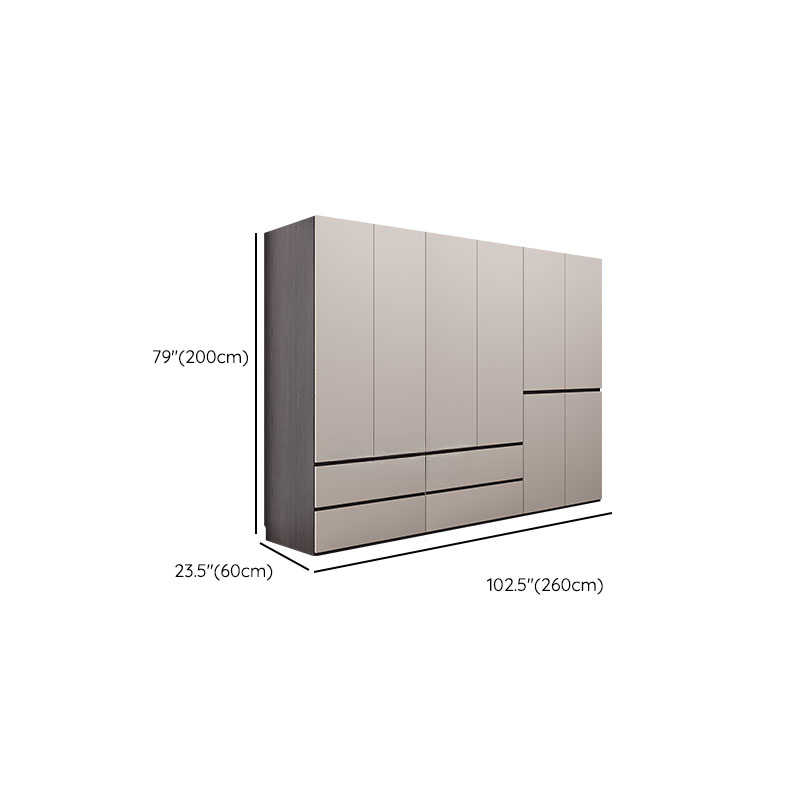 Light Gray Modish Manufactured Wood Independent Armoire Cabinet with 2 Drawers/4 Drawers, Interior Shelves, and Clothing Rod - image 18