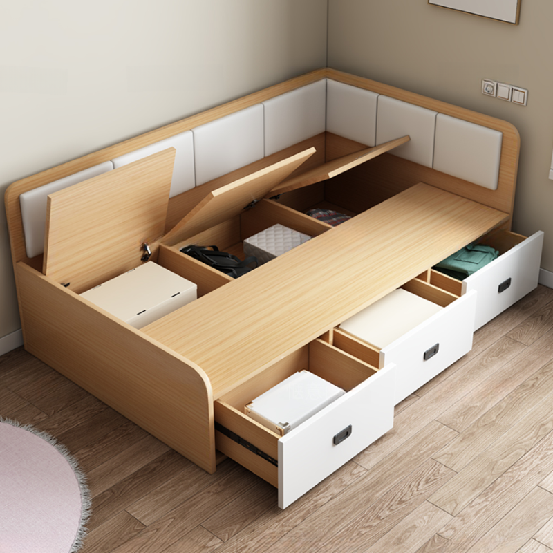 Solid Color Storage Included Bed with 3 Storage Boxes for Bedroom - image 5