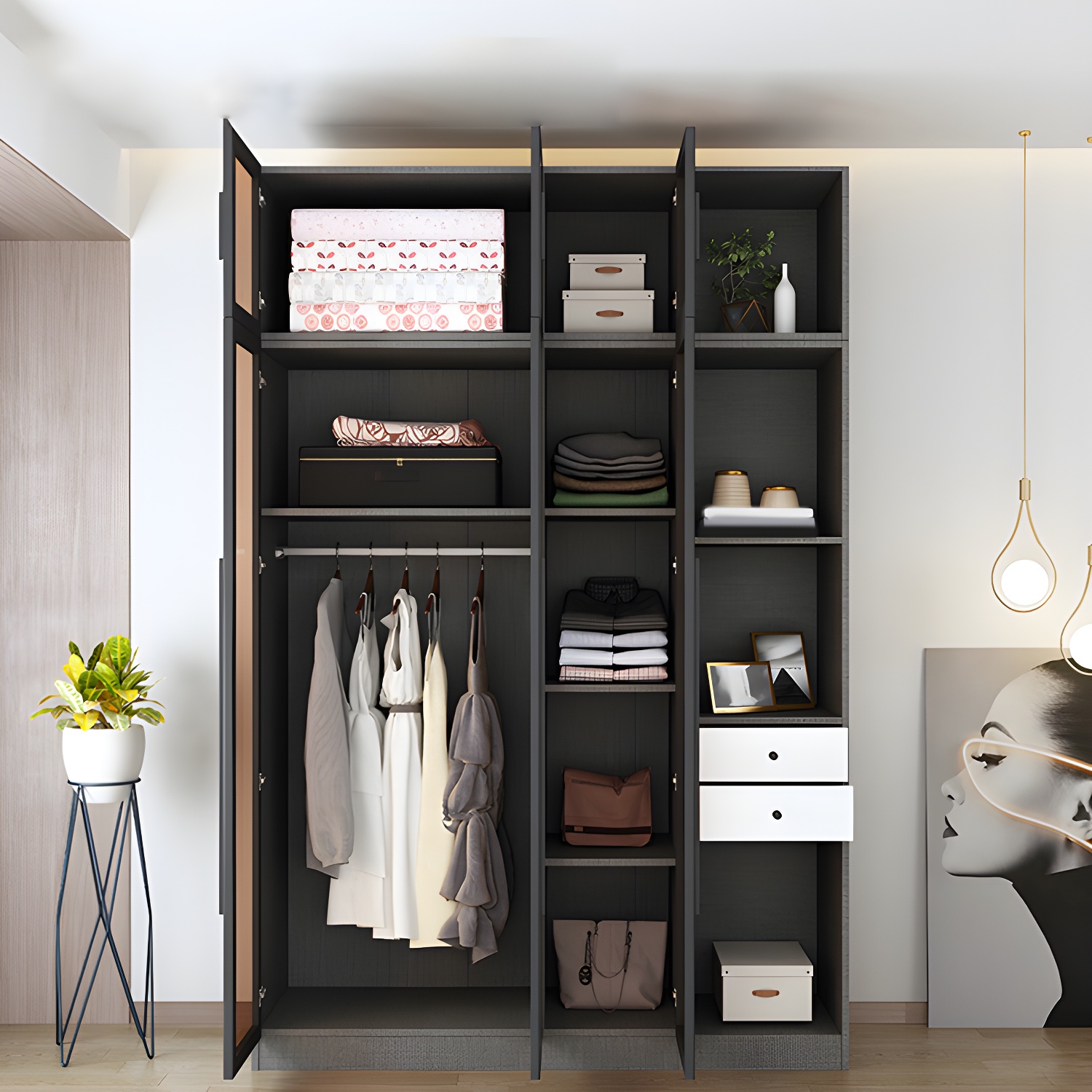Contemporary Glass Wardrobe Soft Close Door Wardrobe Closet for Bedroom - image 12