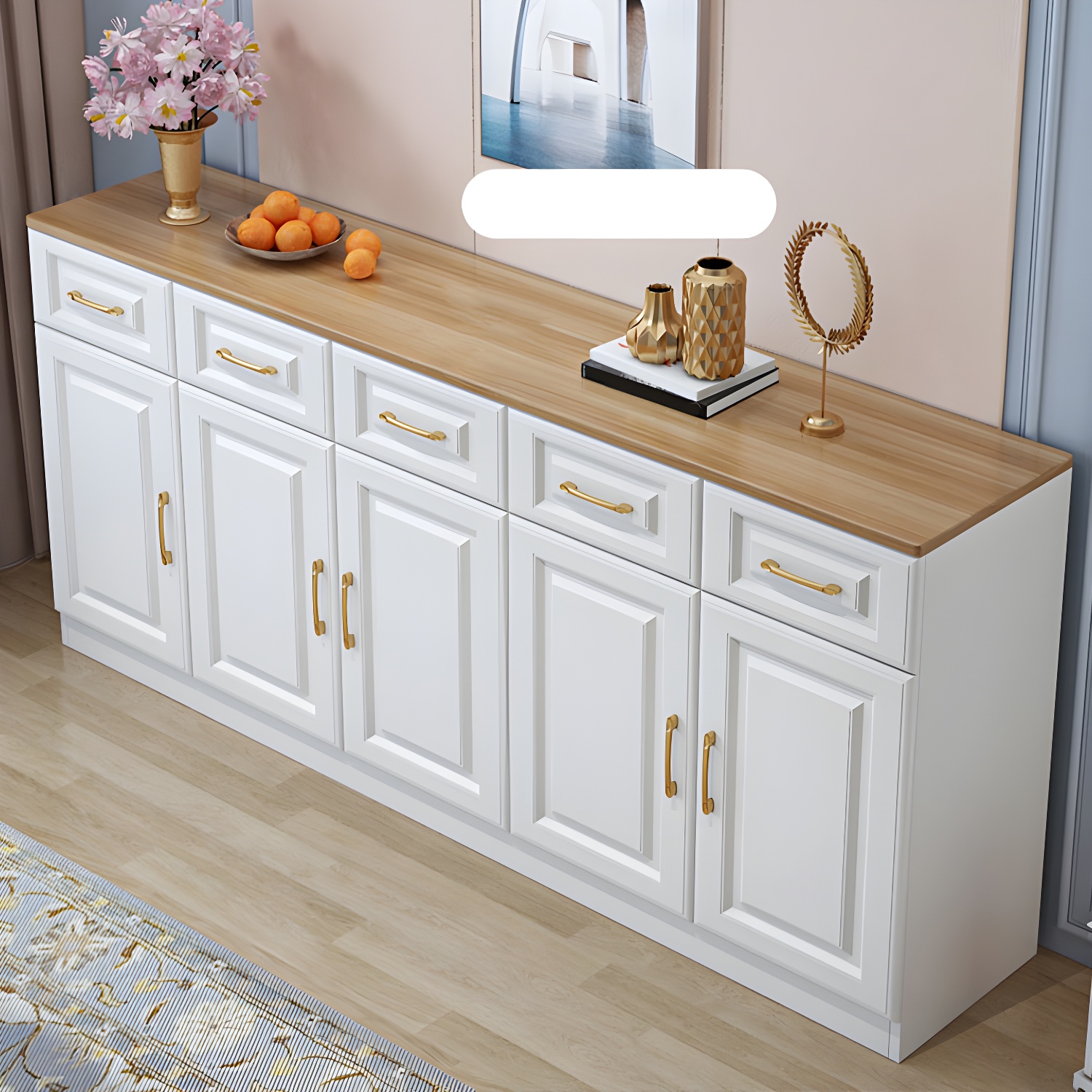 Modern Wood Buffet Sideboard with Cabinets, Drawers, and Shelves - No Distressing - image 18