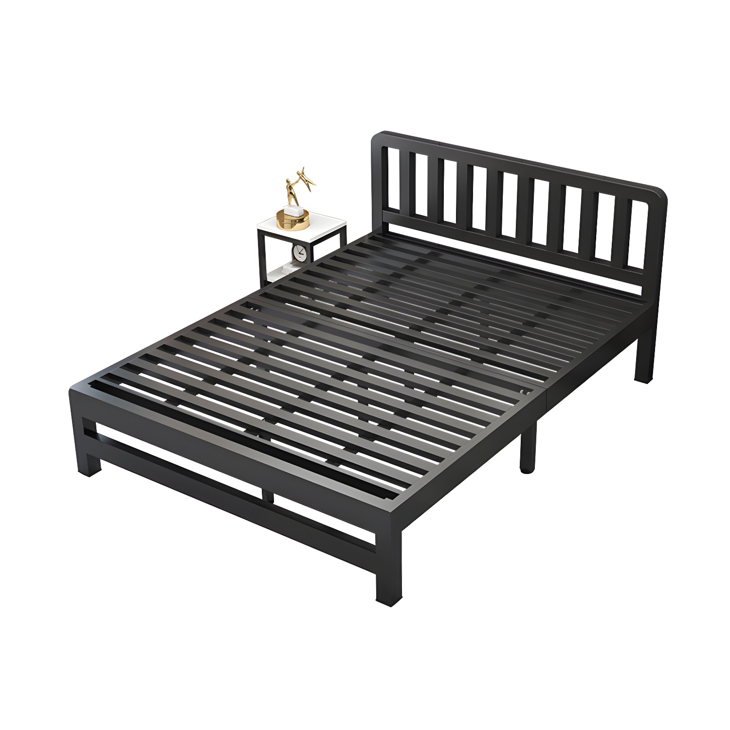 Contemporary Metal Bed Frame Solid Color Slat Bed with Custom Gold Legs - image 17
