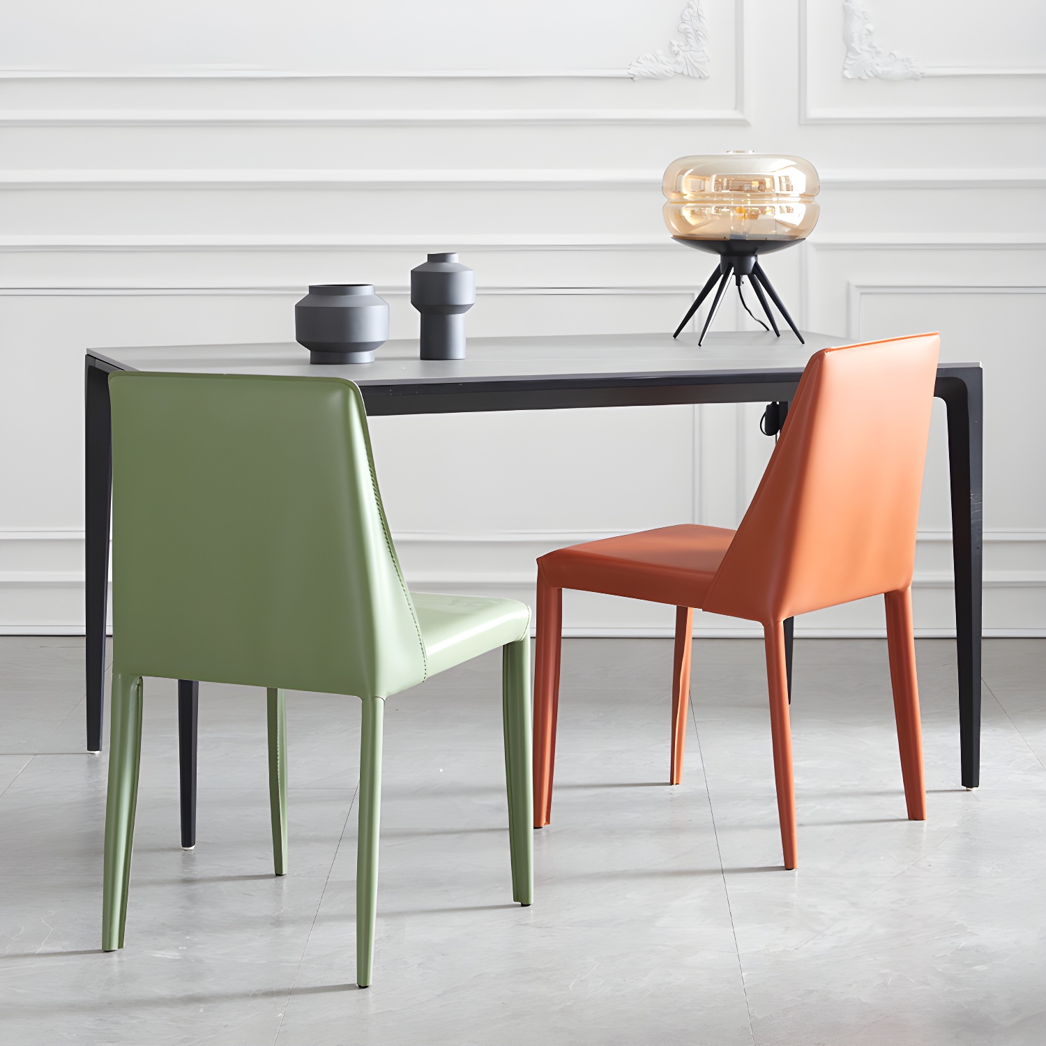 Modern Metal Dining Room Chairs Armless Leather Dining Chair for Restaurant - image 9