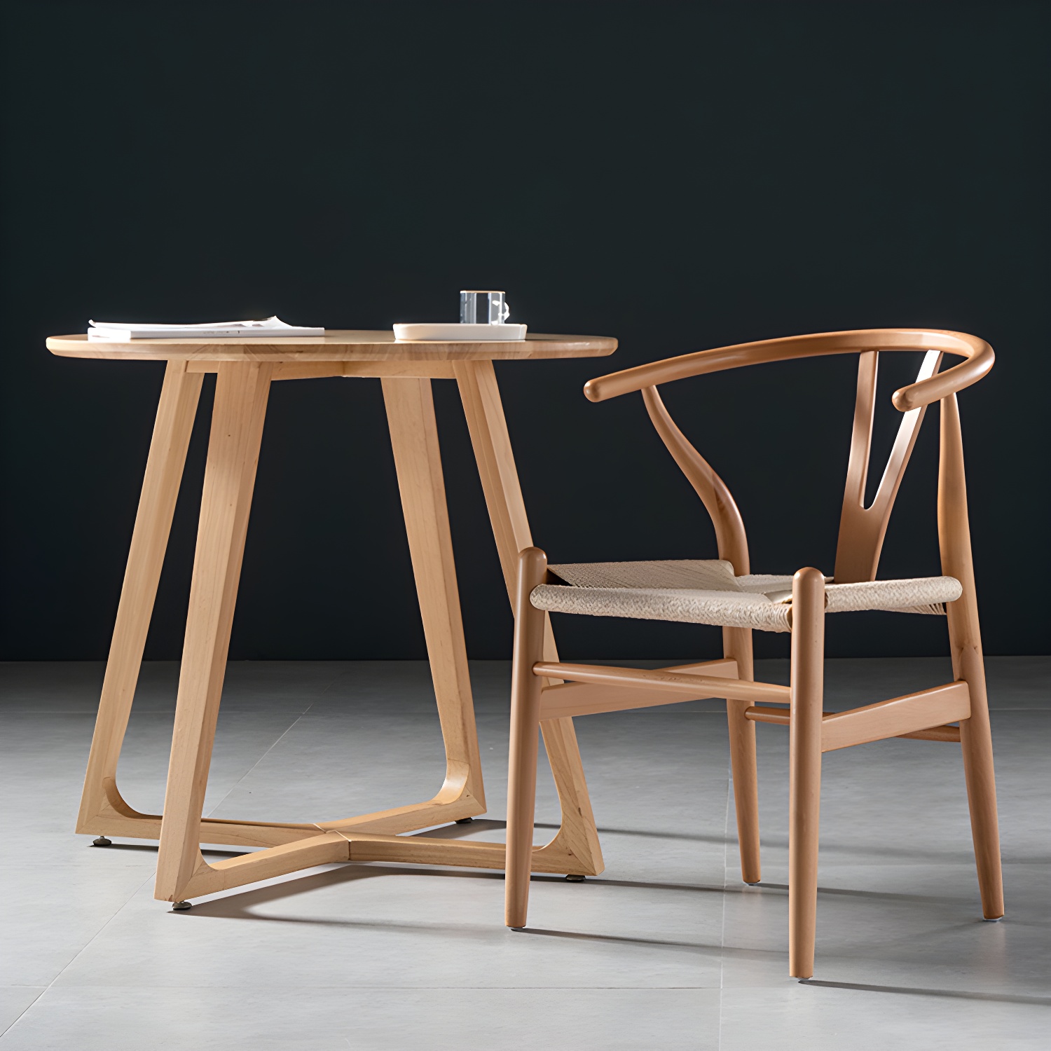 Scandinavian Style Wood Dining Chair Dining Room Wishbone Chair with Arm - image 28