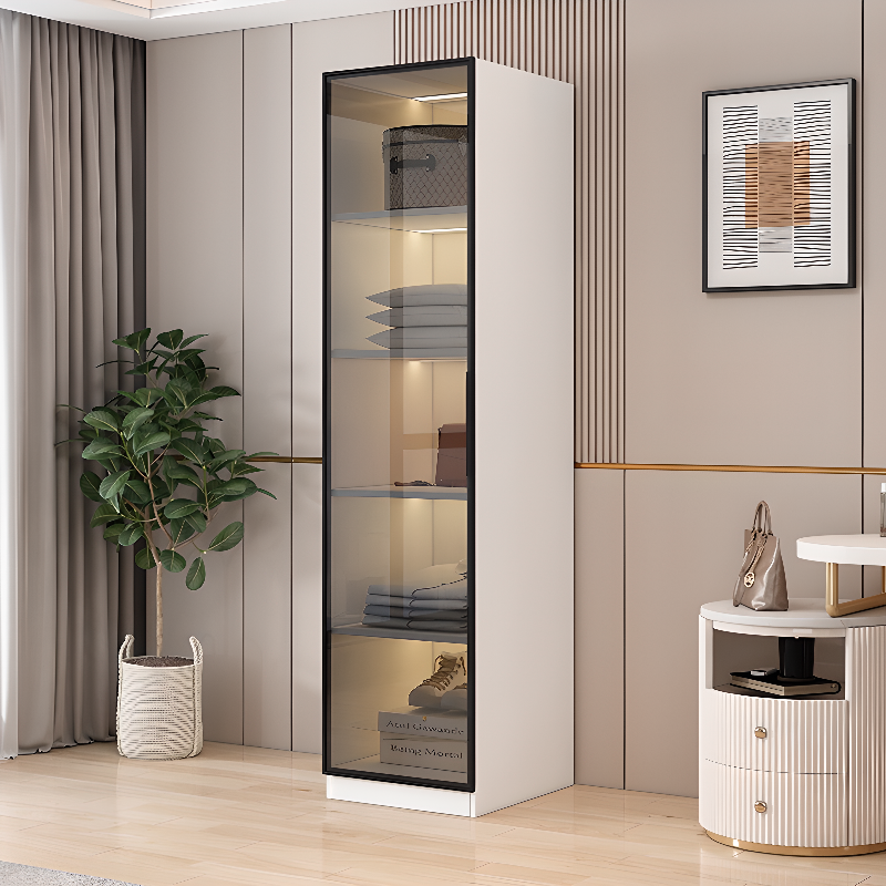 Trendy Vitreous Unfixed Wardrobe Armoire with Soft Close Door, Interior Shelves, Clothing Rod, and Articulated Mechanism - image 3