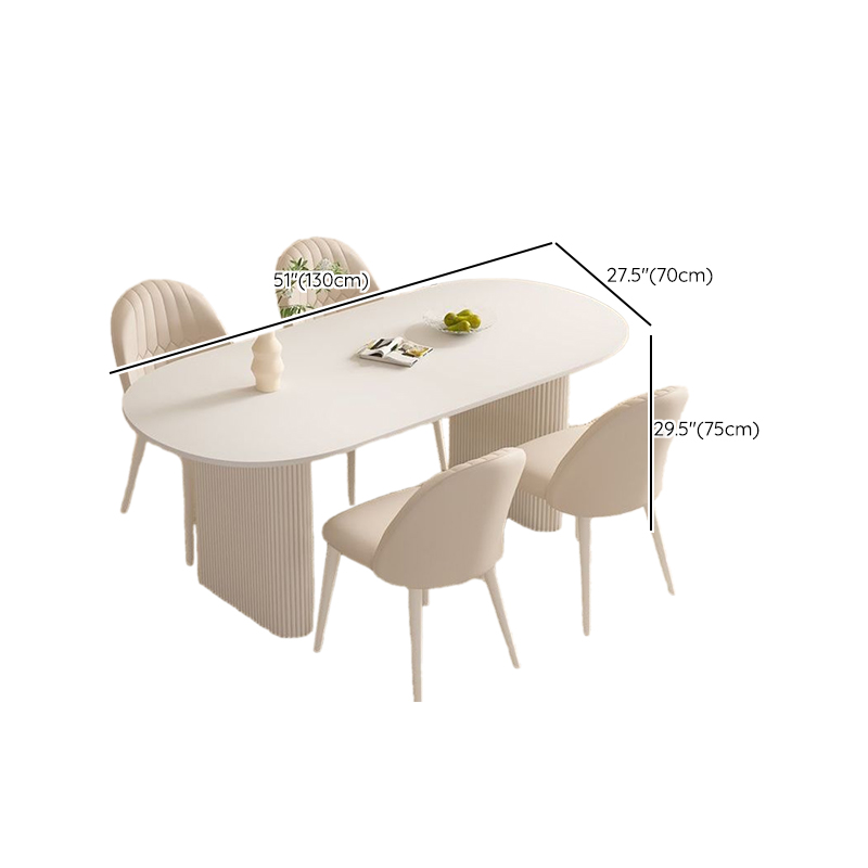 Oval Dining Table Set with Two-sided Pedestal, Enclosed Back, Fixed Table, Padded Chair, 5-piece in White - image 16