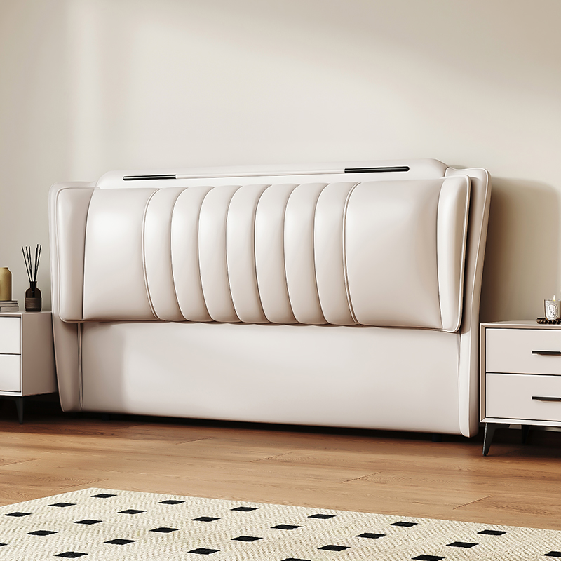 Modish Style Panel Headboard in Timber with No Distressing, Rectangle Shape for King/Queen/Full Bed, Featuring Sponge Upholstery and Standard Height