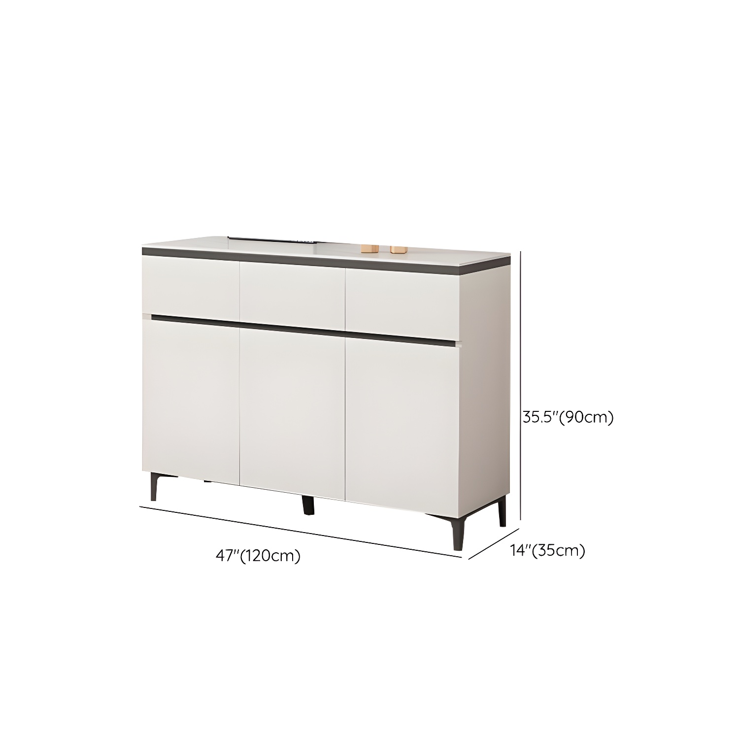 Wooden Modern Stone Countertop Buffet Sideboard with Drawers for Living Room - image 14