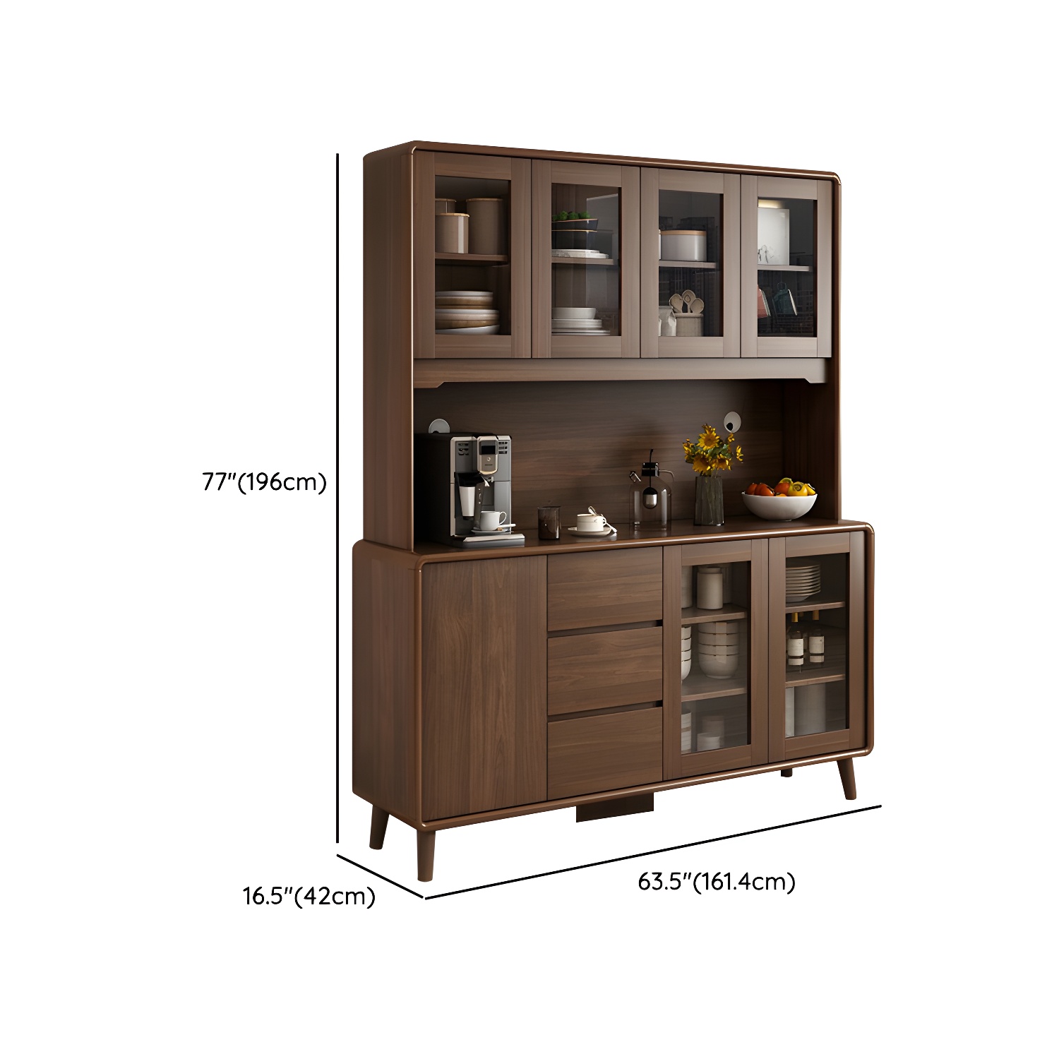 Modern Brown Wood Sideboard with Cabinets and Drawers - Stylish and Functional Buffet for Storage - image 20