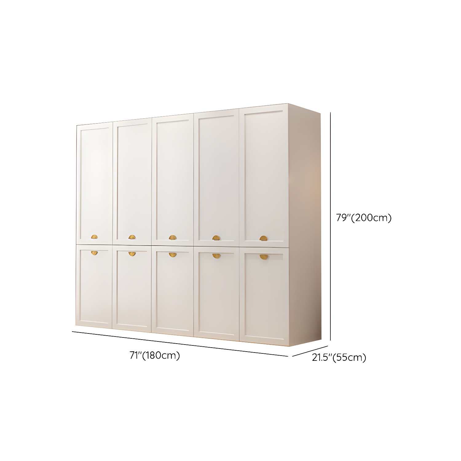 Modern Solid Color Shelves Hinged Doors Cloth Rod Included Cabinet in Beige - image 22