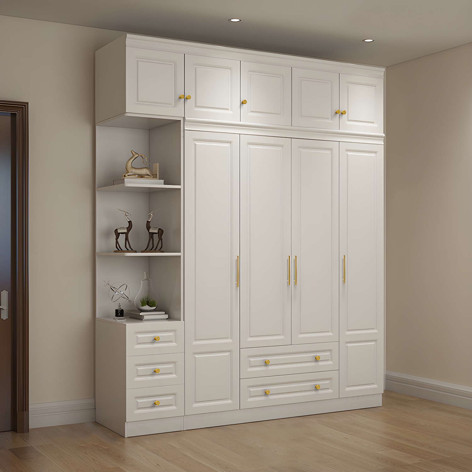 Modern Style Wooden Wardrobe White Colour Soft Close Drawer Wardrobe Closet - image 15