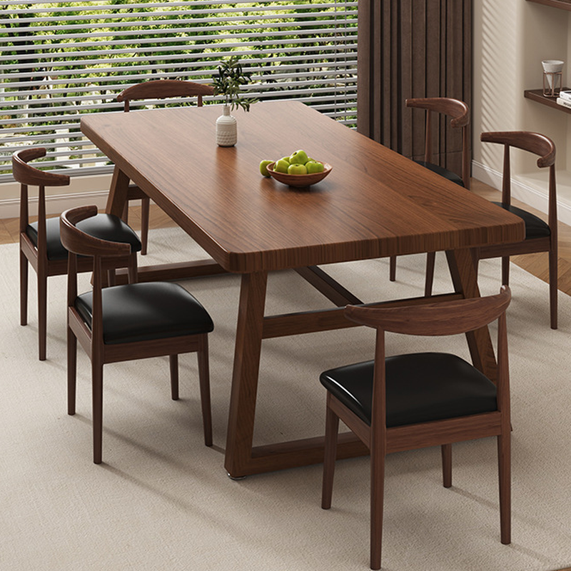 Rectangle Manufactured Wood Dining Table Set for 6/4 People with Padded Chairs, Back Support, and Brown Top - image 5