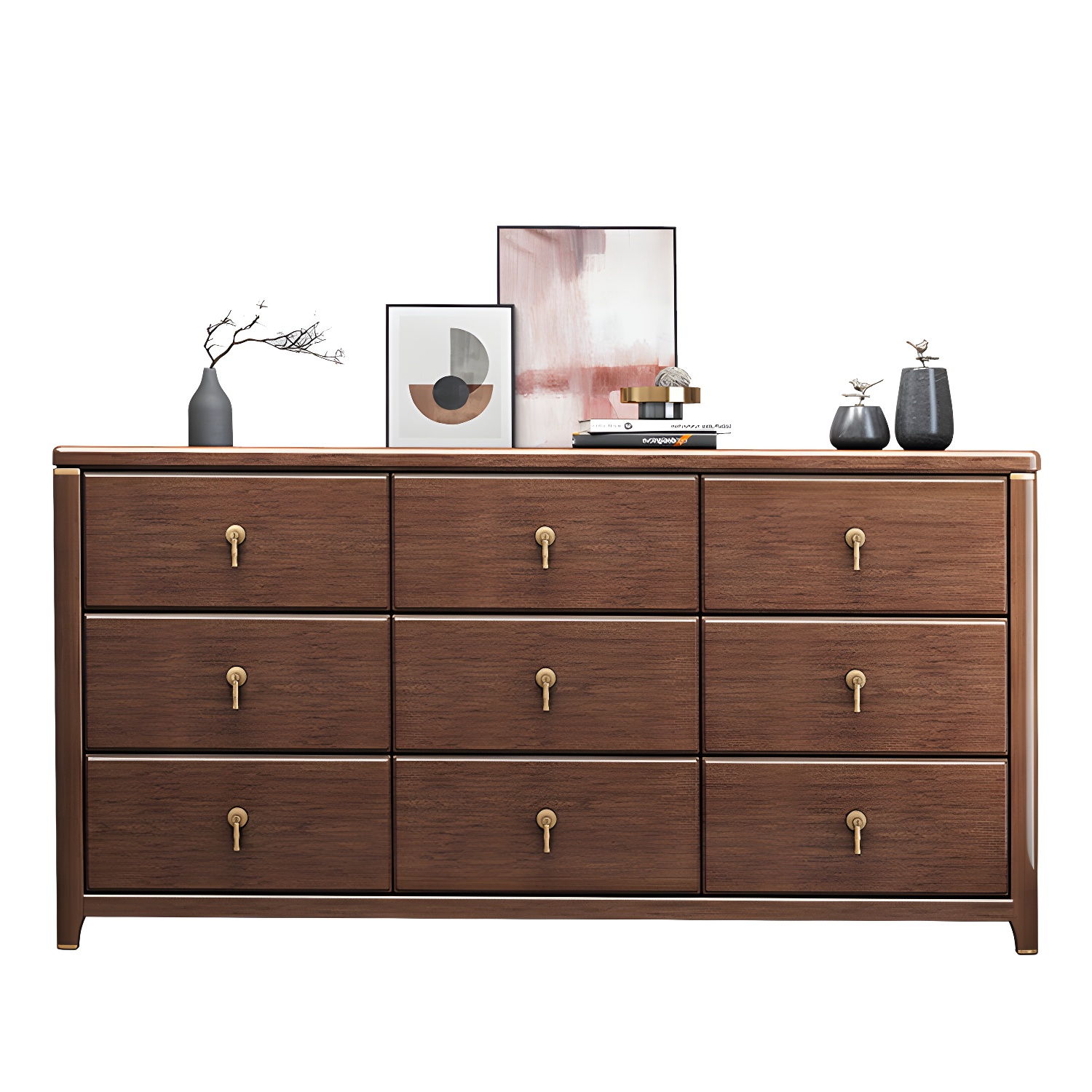 Mid Century Modern Chest Wood Rectangular Chest in Walnut Finish - image 15