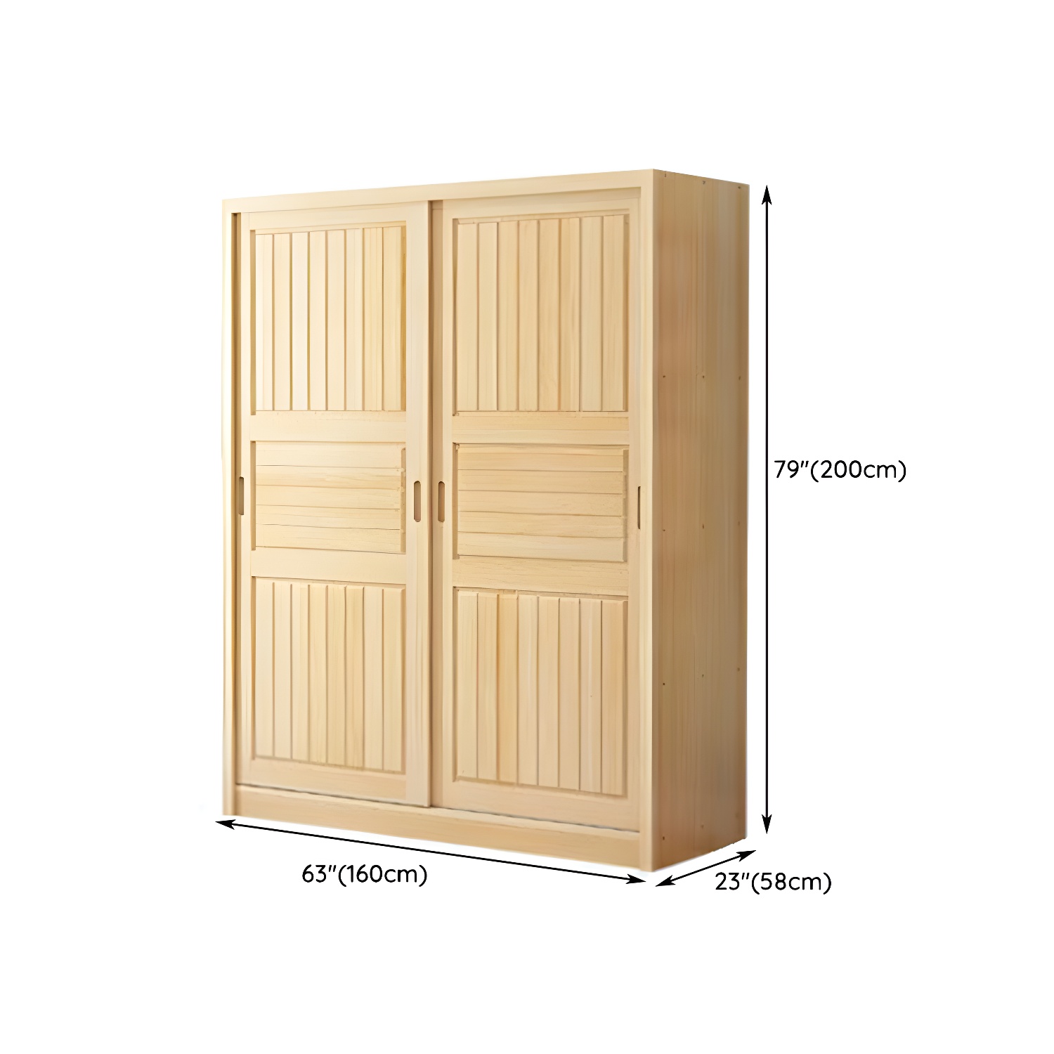 Contemporary Solid Wood Sliding Door Wardrobe Cabinet with Shelves - image 16