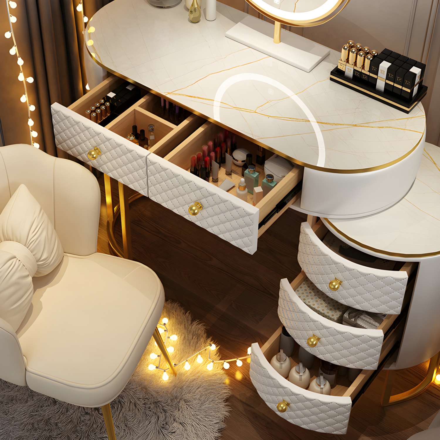 Scandinavian Wooden Vanity Dressing Table 29.9" H Bedroom Makeup Counter with Drawer - image 9