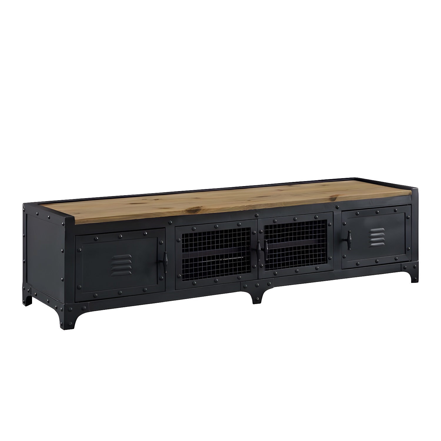 American Retro Industrial Style TV Cabinet Iron Art Solid Wood Bedroom TV Stand - image 8