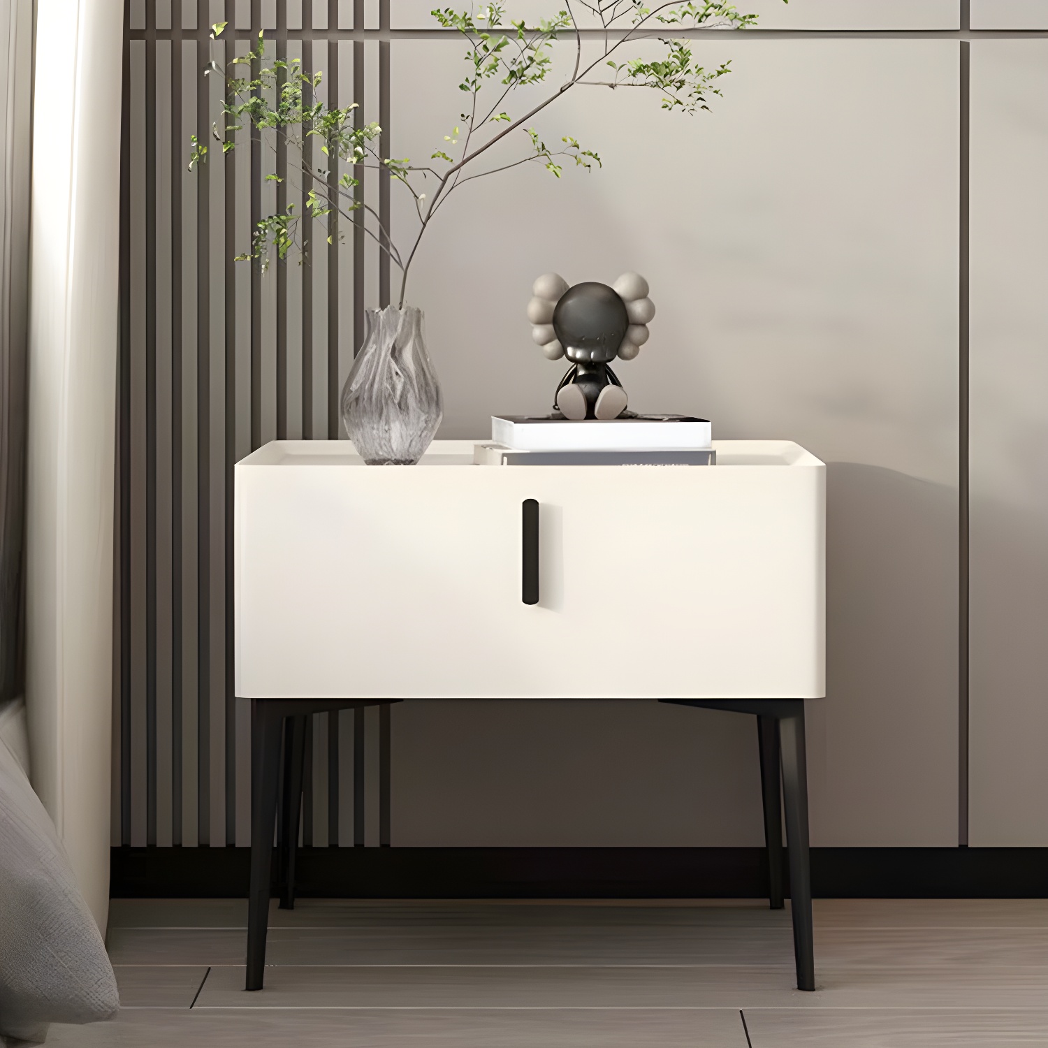 Contemporary 1 Drawer Accent Table Nightstand Antique Finish Bed Nightstand - image 8