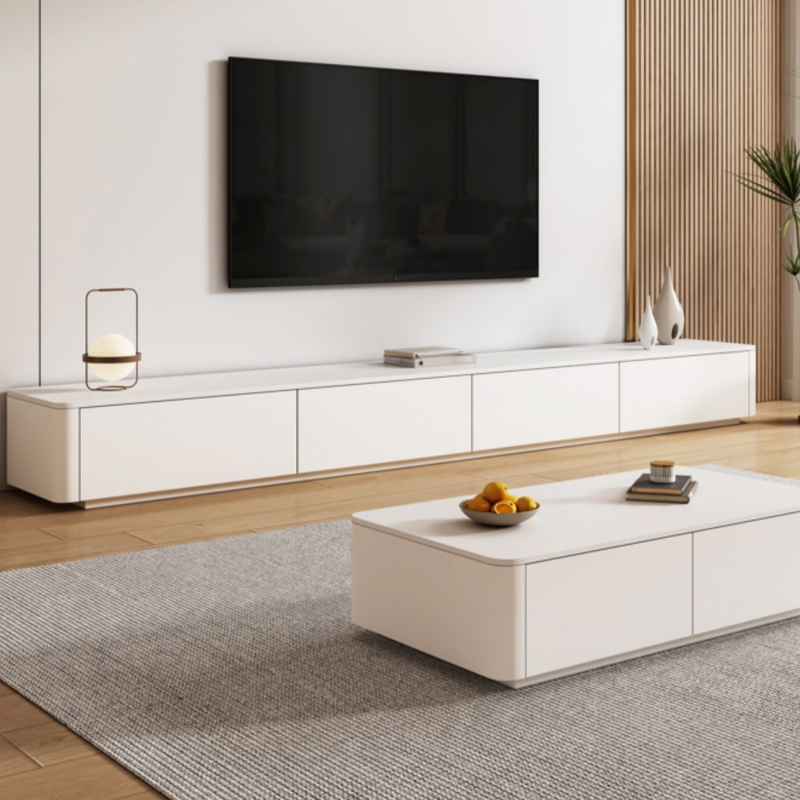 Ivory Rectangular Wall-supported TV Stand with 6 Drawers/5 Drawers - image 4