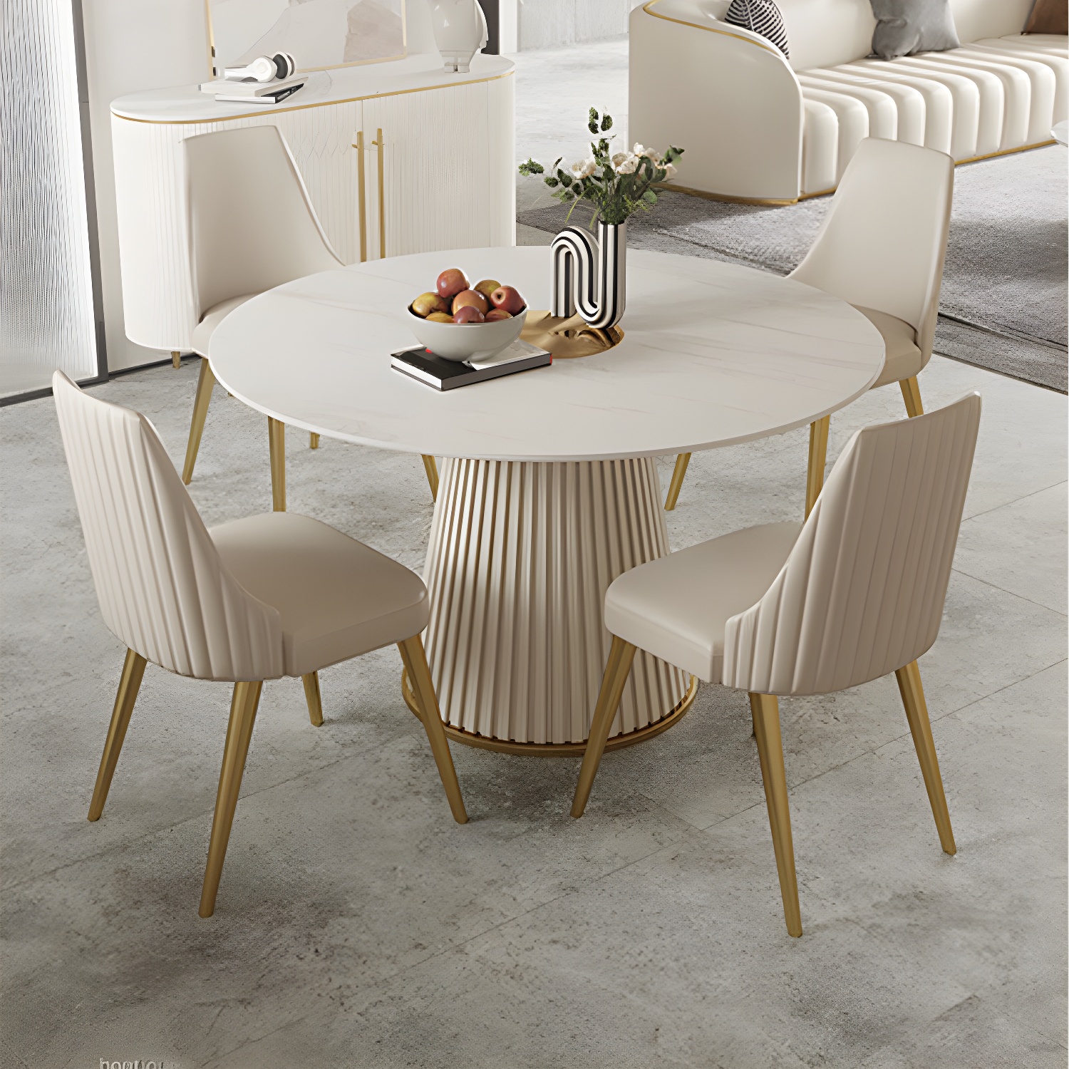 Modern Pedestal Table Steel Base Round Dining Table for Home Kitchen - image 4