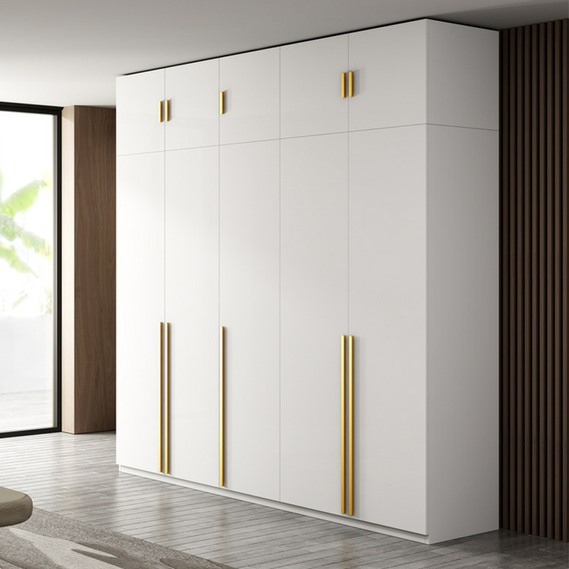 Simple Lumber White Wardrobe Armoire with Interior Shelves & Clothing Rack & Soft Close Drawer & Soft Close Door