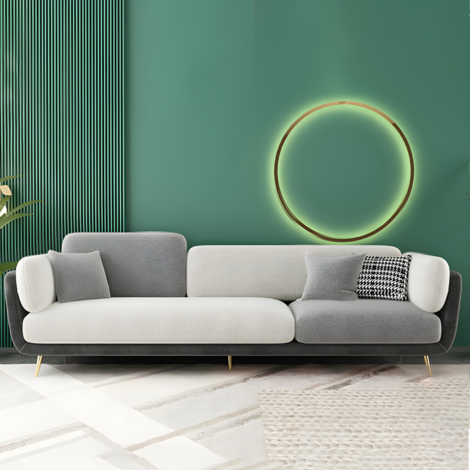 36" High Modern Velvet Square Arm Sofa with 2 Pillows Standard Sofa for Living Room - image 8