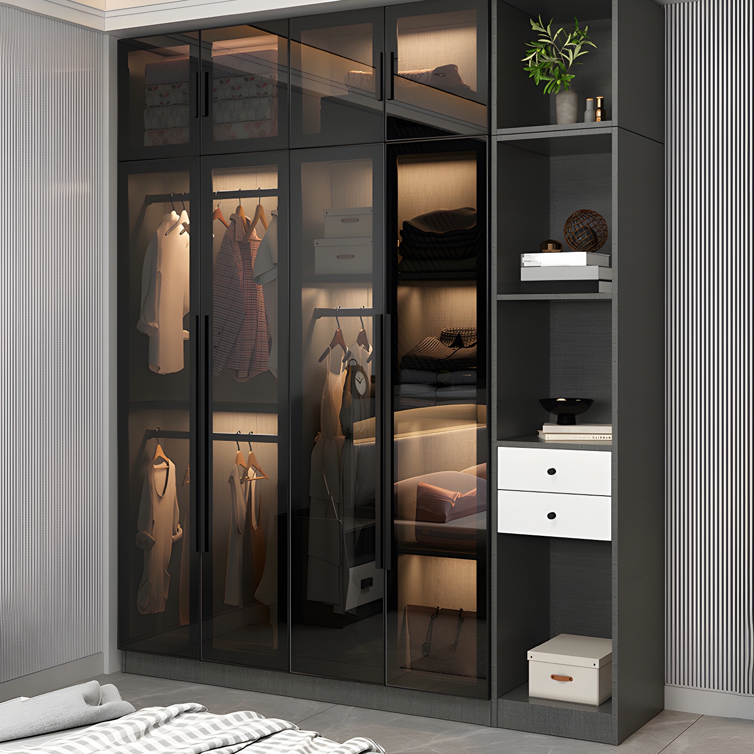 Contemporary Glass Wardrobe Soft Close Door Wardrobe Closet for Bedroom - image 15