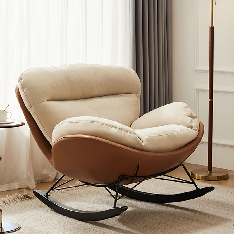 Simple Upholstered Rocking Chair with Padded Comfort